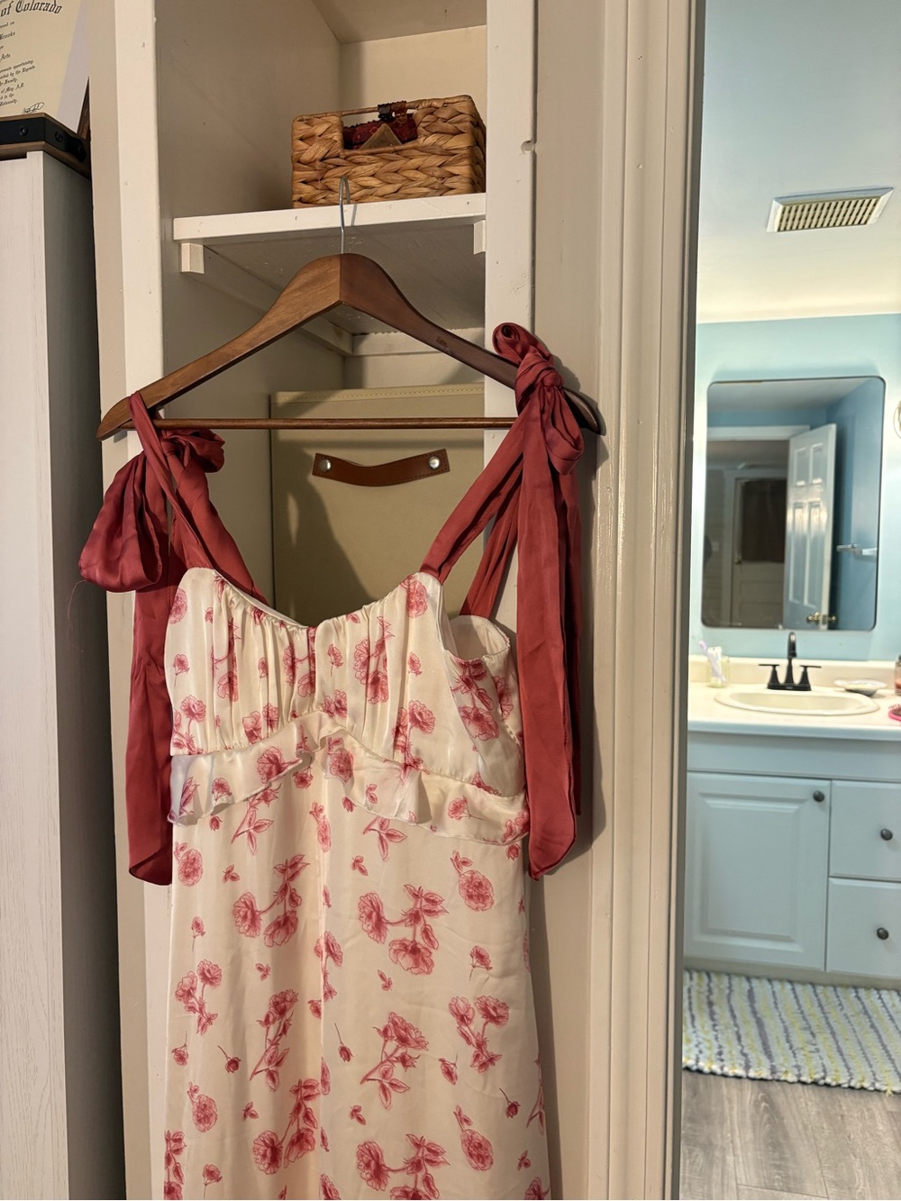 Francesca's White Floral Slip Dress with Pink Bloom Print - Picture 3 of 6